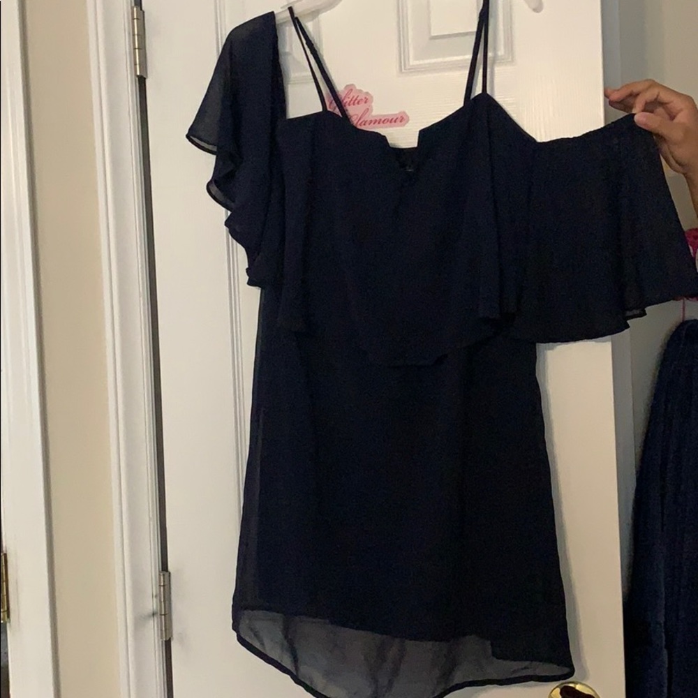 Navy Blue Dress with Detached Sleeves